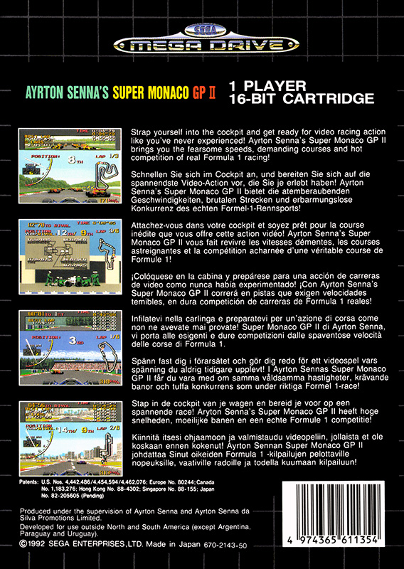 Ayrton Senna's Super Monaco GP II — back cover