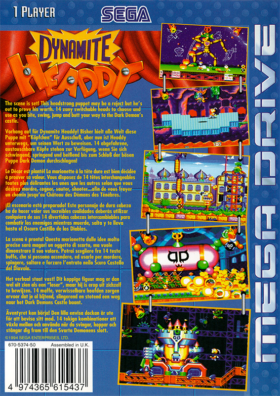 Dynamite Headdy — back cover