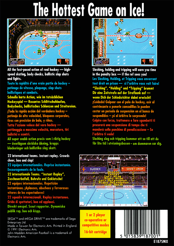 EA Hockey — back cover