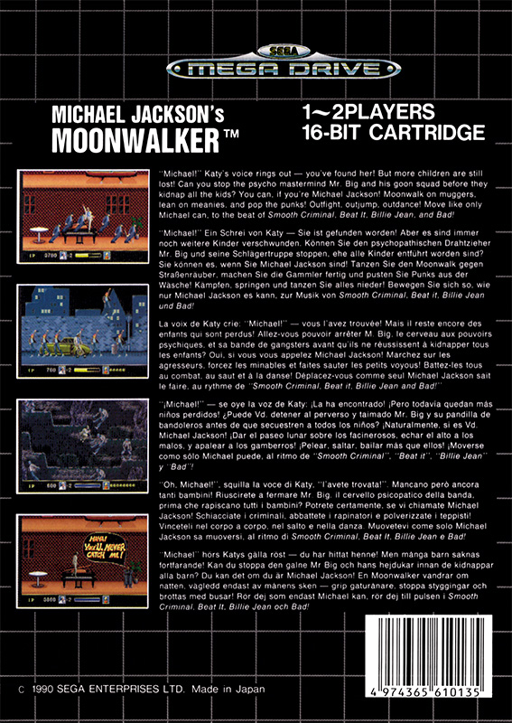 Michael Jackson's Moonwalker — back cover