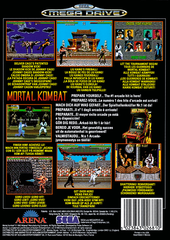 Mortal Kombat — back cover